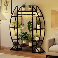 Indoor Plant Stand 63 inches Tall 10-Tier Corner Metal Plant Shelf Large Flowerpot Holder-Brown