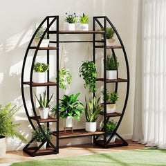 Indoor Plant Stand 63 inches Tall 10-Tier Corner Metal Plant Shelf Large Flowerpot Holder-Brown