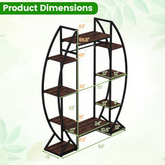 Indoor Plant Stand 63 inches Tall 10-Tier Corner Metal Plant Shelf Large Flowerpot Holder-Brown