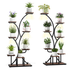 Indoor Plant Stand with Grow Lights 58 inches Tall 8-Tier Corner Metal Plant Shelf-Set of 2