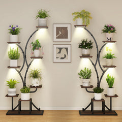 Indoor Plant Stand with Grow Lights 58 inches Tall 8-Tier Corner Metal Plant Shelf-Set of 2