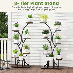 Indoor Plant Stand with Grow Lights 58 inches Tall 8-Tier Corner Metal Plant Shelf-Set of 2