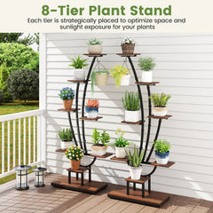Indoor Plant Stand with Grow Lights Tall 8-Tier Corner Metal Plant Shelf-Set of 2