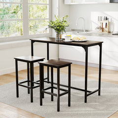 Industrial 3-Piece 47.5 inches Counter-Height Dining Table and 2 Bar Stools-Gray