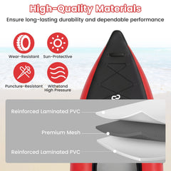 Inflatable 2-person Kayak Set with Aluminium Oars and Repair Kit-Red