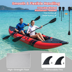 Inflatable 2-person Kayak Set with Aluminium Oars and Repair Kit-Red