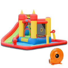 Castle Inflatable Water Park with Throwing Goal, 30 Ocean Balls and 740W Blower