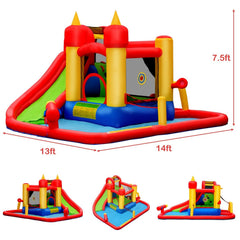 Castle Inflatable Water Park with Throwing Goal, 30 Ocean Balls and 740W Blower