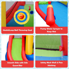 Castle Inflatable Water Park with Throwing Goal, 30 Ocean Balls and 740W Blower
