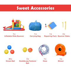 Castle Inflatable Water Park with Throwing Goal, 30 Ocean Balls and 740W Blower