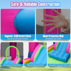 Inflatable Bounce House 4-in-1 Kids Princess-themed Bouncer Blow-up Bouncy Castle with 480 Blower