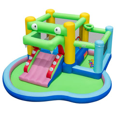 Crocodile Inflatable Bounce Castle with Splash Pool, Ball Pit and 680W Blower