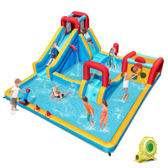 Giant Inflatable Water Park with 83.5 Inch Slide, Target Game and 735W Blower, Ages 3 to 12