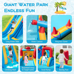 Giant Inflatable Water Park with 83.5 Inch Slide, Target Game and 735W Blower, Ages 3 to 12