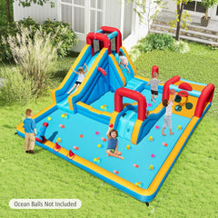 Giant Inflatable Water Park with 330 lb Capacity, Mesh Walls and 750W Blower, Ages 3 to 12