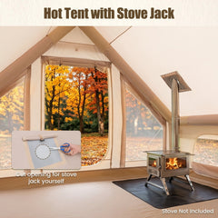 Inflatable, Easy Setup 4 Season Waterproof Oxford Camping Tent for Camping with Stove Jack for 6-10 Person-Beige