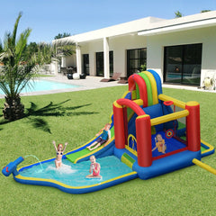 9-in-1 Inflatable Bounce House with Trampoline, Tunnel, Dart Board and Blower