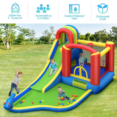9-in-1 Inflatable Bounce House with Trampoline, Tunnel, Dart Board and Blower