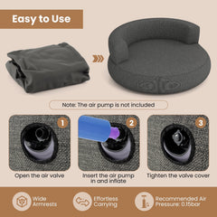 Inflatable Lounger Air Sofa with Detachable Cover-Gray