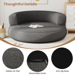 Inflatable Lounger Air Sofa with Detachable Cover-Gray