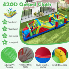 Inflatable Obstacle Course Bounce House with Dual Slides and Tunnels without Blower