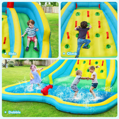 Inflatable Water Park with Two Curved Slides, Water Valve and 735W Blower