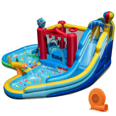 Inflatable Water Park with Splash Pool, 50 Ocean Balls and 750W Blower, Ages 3 to 12