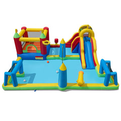 9 in 1 Inflatable Water Park with Climbing Wall and Splash Pool, Blower Not Included, Ages 3 to 12