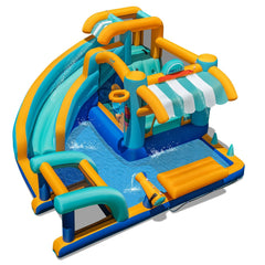 9 in 1 Inflatable Water Park with Football Goal, Basketball Rim and 750W Blower