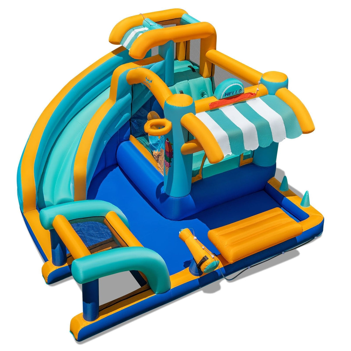 9 in 1 Inflatable Water Park with Water Cannon and Snack Counter, Blower Not Included