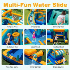 9 in 1 Inflatable Water Park with Water Cannon and Snack Counter, Blower Not Included