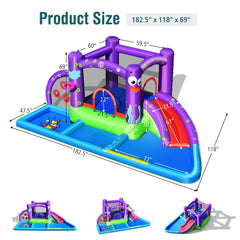Octopus Inflatable Water Castle with Trampoline, Ball Pit and Splash Pool, No Blower
