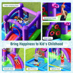 Octopus Inflatable Water Castle with Trampoline, Ball Pit and Splash Pool, No Blower