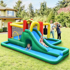 6-in-1 Inflatable Bounce House with Extra Long Slide, Tunnel and Pendulum, Blower Included