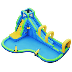 Inflatable Water Park with Climbing Wall, Basketball Hoop and Water Guns, No Blower