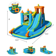 Castle Inflatable Water Park with 19.5 ft Frame, Safety Netting and Blower Included