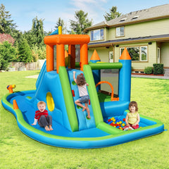 Castle Inflatable Water Park with 19.5 ft Frame, Safety Netting and Blower Included