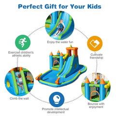 Castle Inflatable Water Park with 19.5 ft Frame, Safety Netting and Blower Included