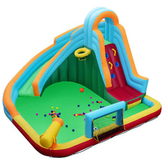 Inflatable Water Slide Park 6-in-1 with Long Slide and Splash Pool, No Blower, Ages 3 to 12