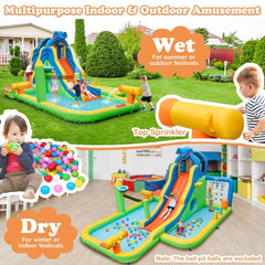 Inflatable Water Slide with Splash Pool and Climbing Wall for Oudoor Indoor without Blower