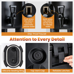 Insulated Beverage Dispensers Set of 2 Hot and Cold Drink Server Carriers with Ergonomic Handles-Black