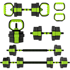 6-in-1 Adjustable Dumbbell Set, Used as Kettlebell, Barbell, Dumbbell, Push-Up Stand, 44lbs Free Weights Set, Blue