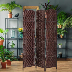 6ft Folding Room Divider, 3 Panel Wall Partition with Wooden Frame for Bedroom, Home Office, Natural