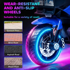 Kids Electric Pedal Motorcycle Ride-On Toy 6V Battery Powered w/ Music Horn Headlights Motorbike for Girls Boy Blue
