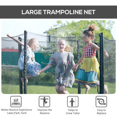 8FT Round Trampoline Enclosure Net Outdoor Bounce Safety Net Replacement for 6 Poles Black
