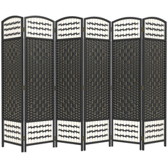 4 Panel Folding Room Divider, Portable Privacy Screen, Wave Fiber Room Partition for Home Office, Black