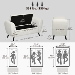 Upholstered Storage Bench with Arms, Modern Ottoman Bench for Bedroom, Entryway, and Living Room, Black