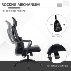 Office Chair High Back, Ergonomic Mesh Computer Chair Executive Task Chair with Massage Lumbar Support & Headrest Rocking