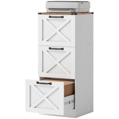 2 Drawer File Cabinet with Silent Slides, Vertical Farmhouse Filing Cabinet Fits Letter/A4 Size Home Office, Black
