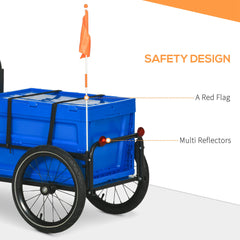 Steel Trailer for Bike, Bicycle Cargo Trailer with Foldable Storage Box and Safe Reflectors, Max Load 88LBS, Black